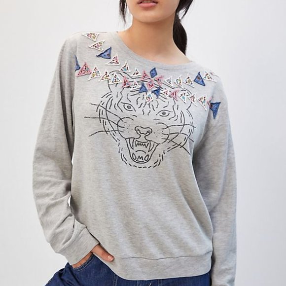 Anthropologie Luna Mercantile Co. Tiger Graphic Sweatshirt - Picture 2 of 6